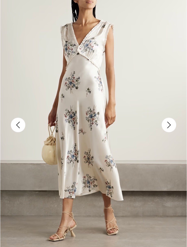 DOEN Tahlia Lace-trimmed Floral-print Silk Dress