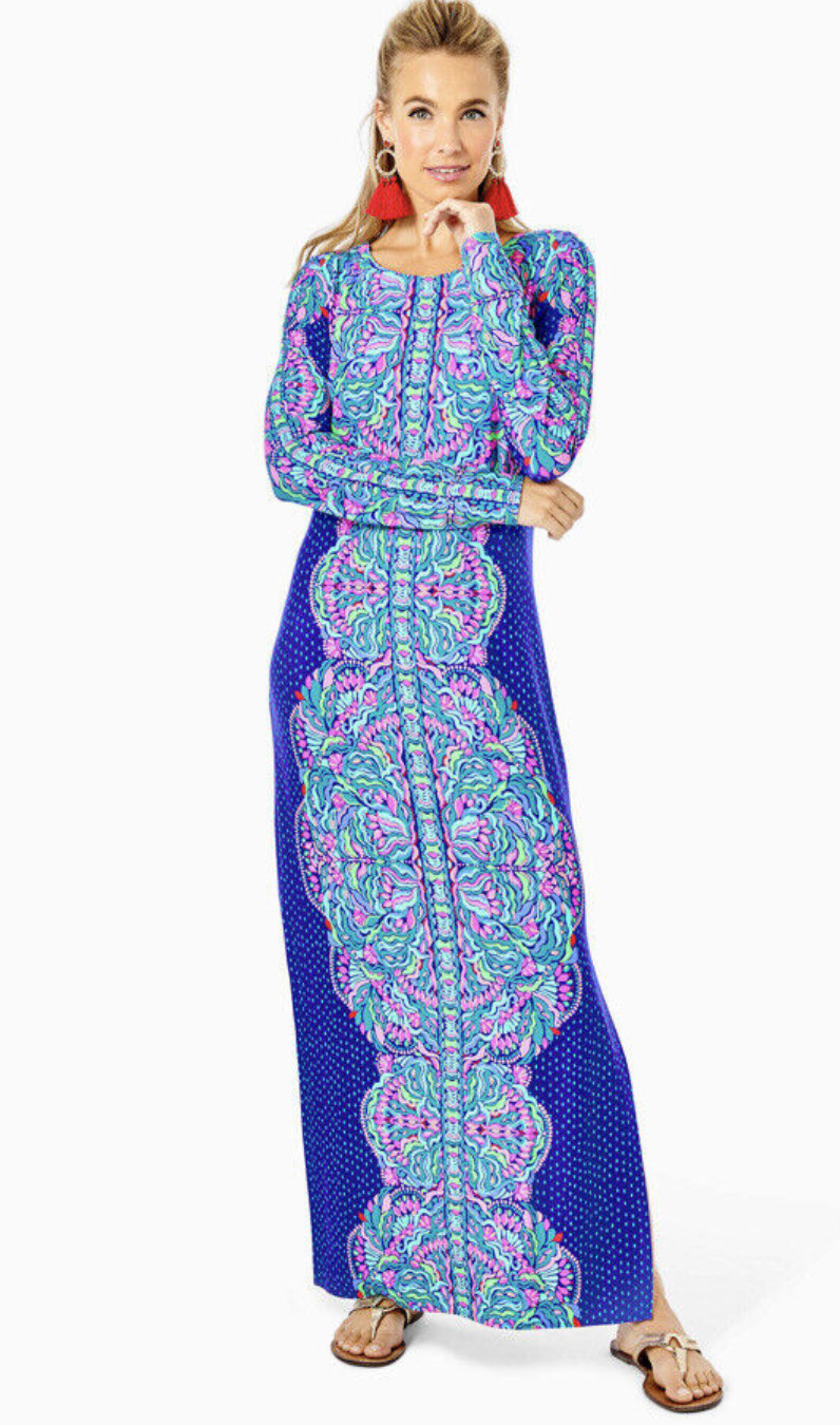 NWT LILLY PULITZER SIZE MEDIUM EMMARIE MAXI DRESS *BONITA BABE* CABOCHAN PURPLE
