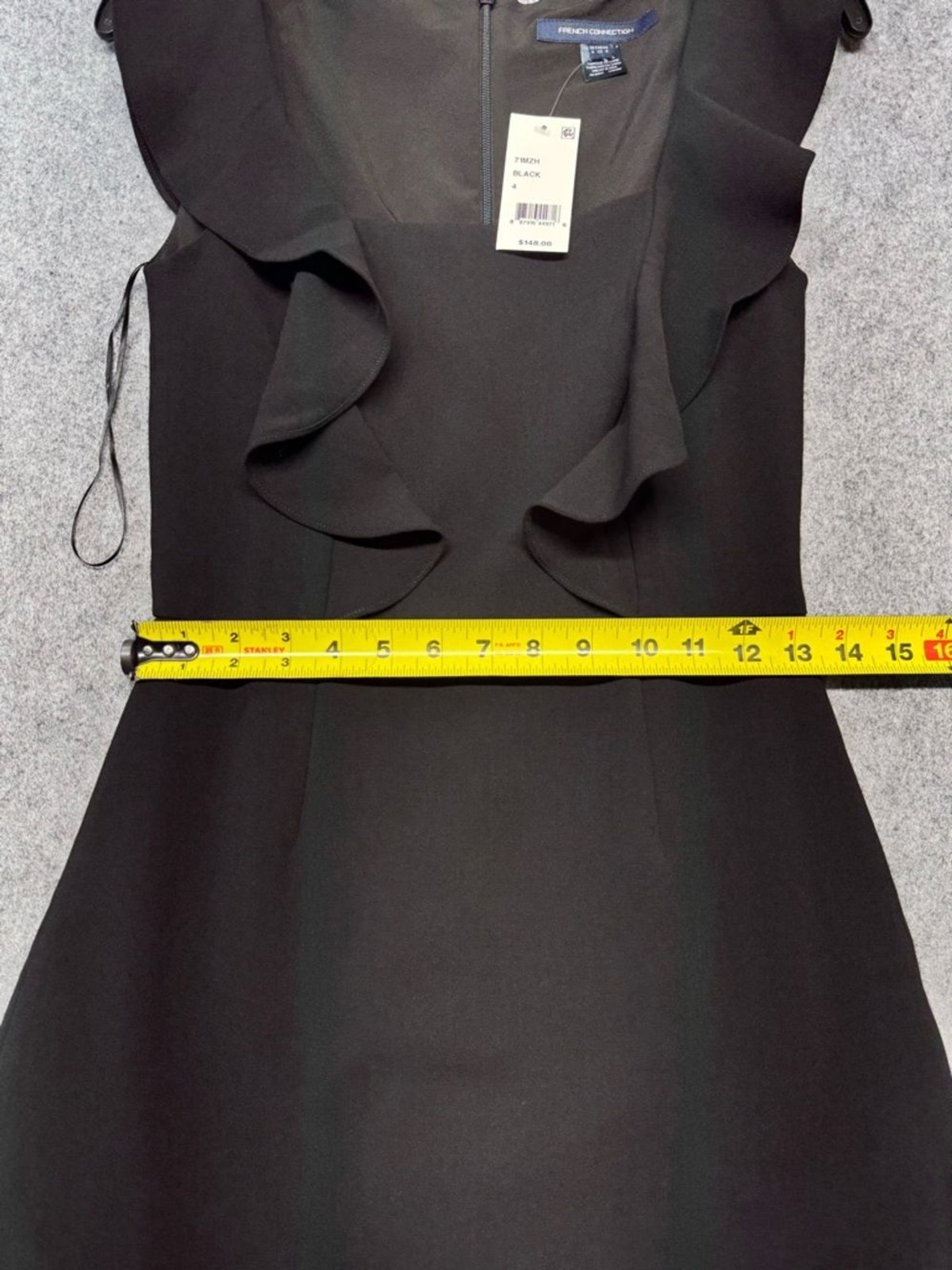 French Connection Black Ruffle Strap Mini Dress