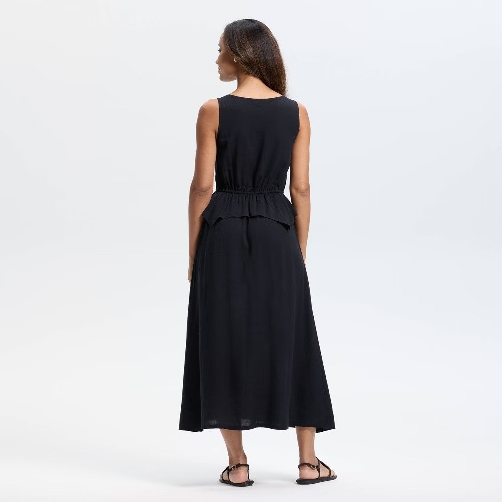 Women’s A-Line Sleeveless Dress Universal Thread Size Large Drawstring Black