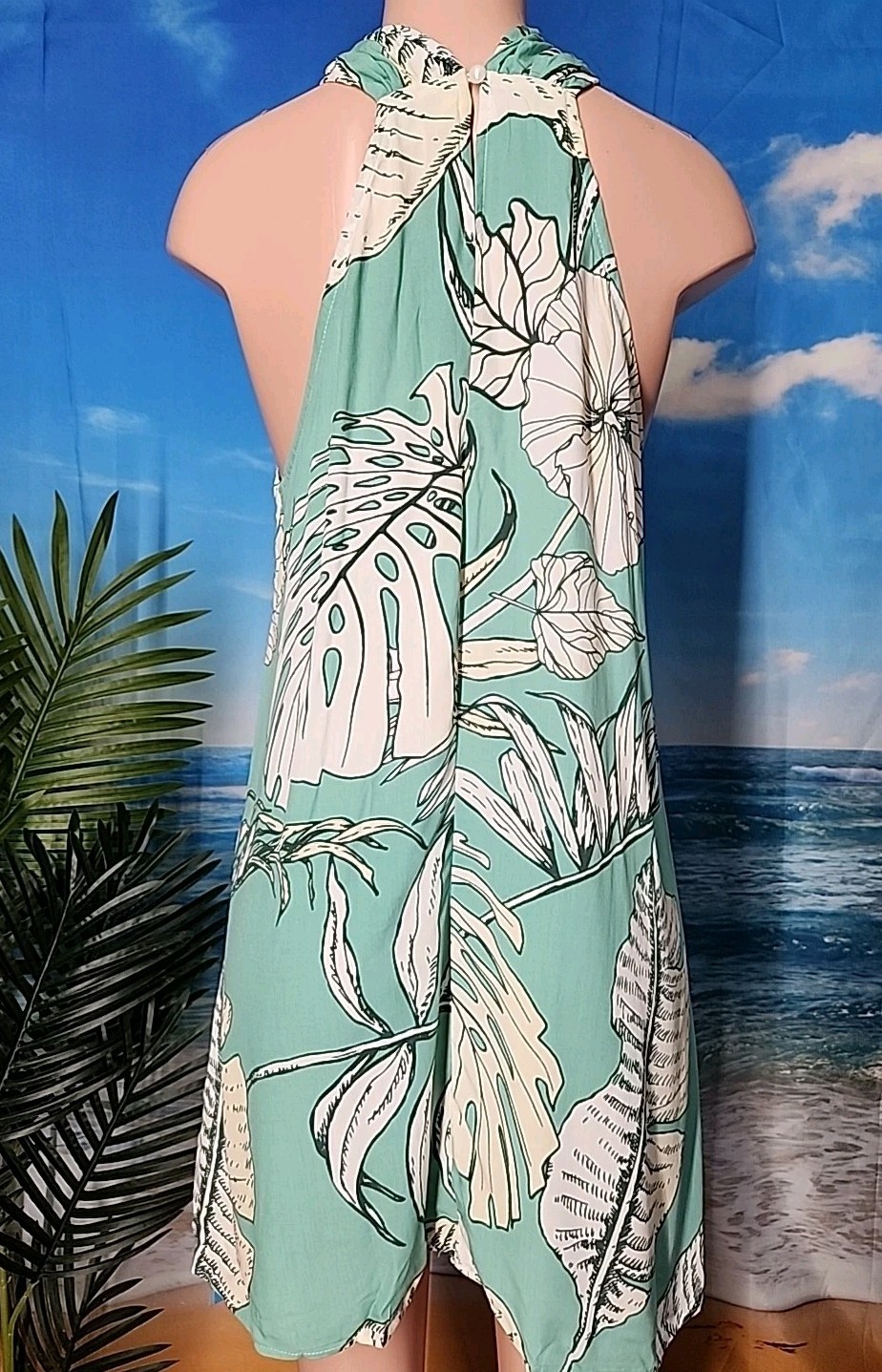 NWT CUPSHE Boho Knee (Aquamarine) Green White Yellow Floral Leaves Size Medium..