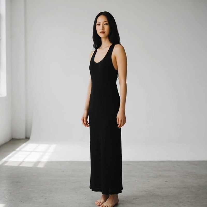 Standard James Perse | 3 | Black Scoop Neck Sleeveless Racerback Maxi Tank Dress