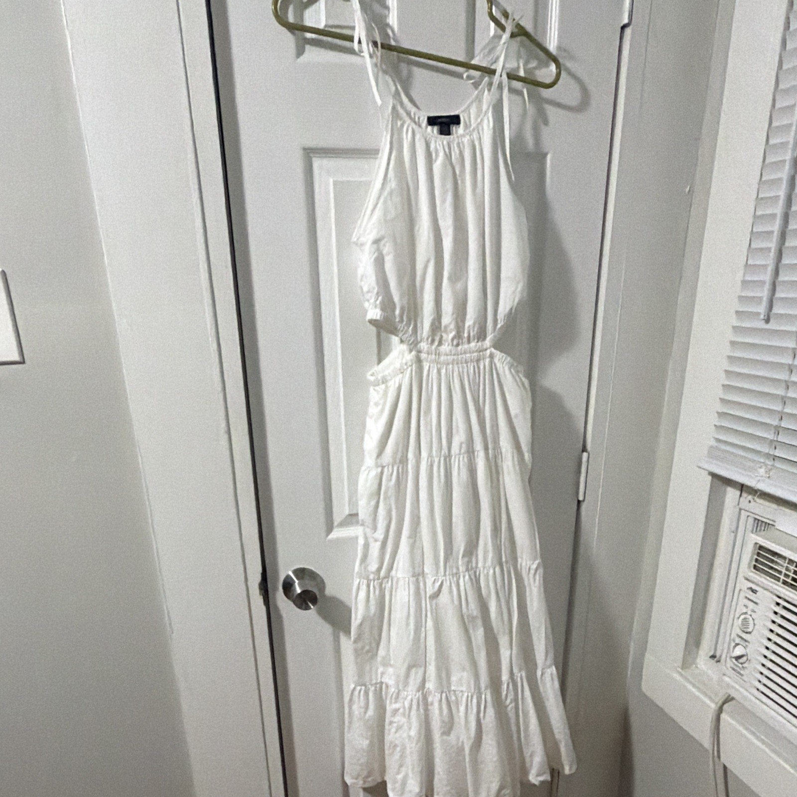 J.CREW White Solid Strappy Sleeveless Tiered Ruffle Tie Pullover Midi XS
