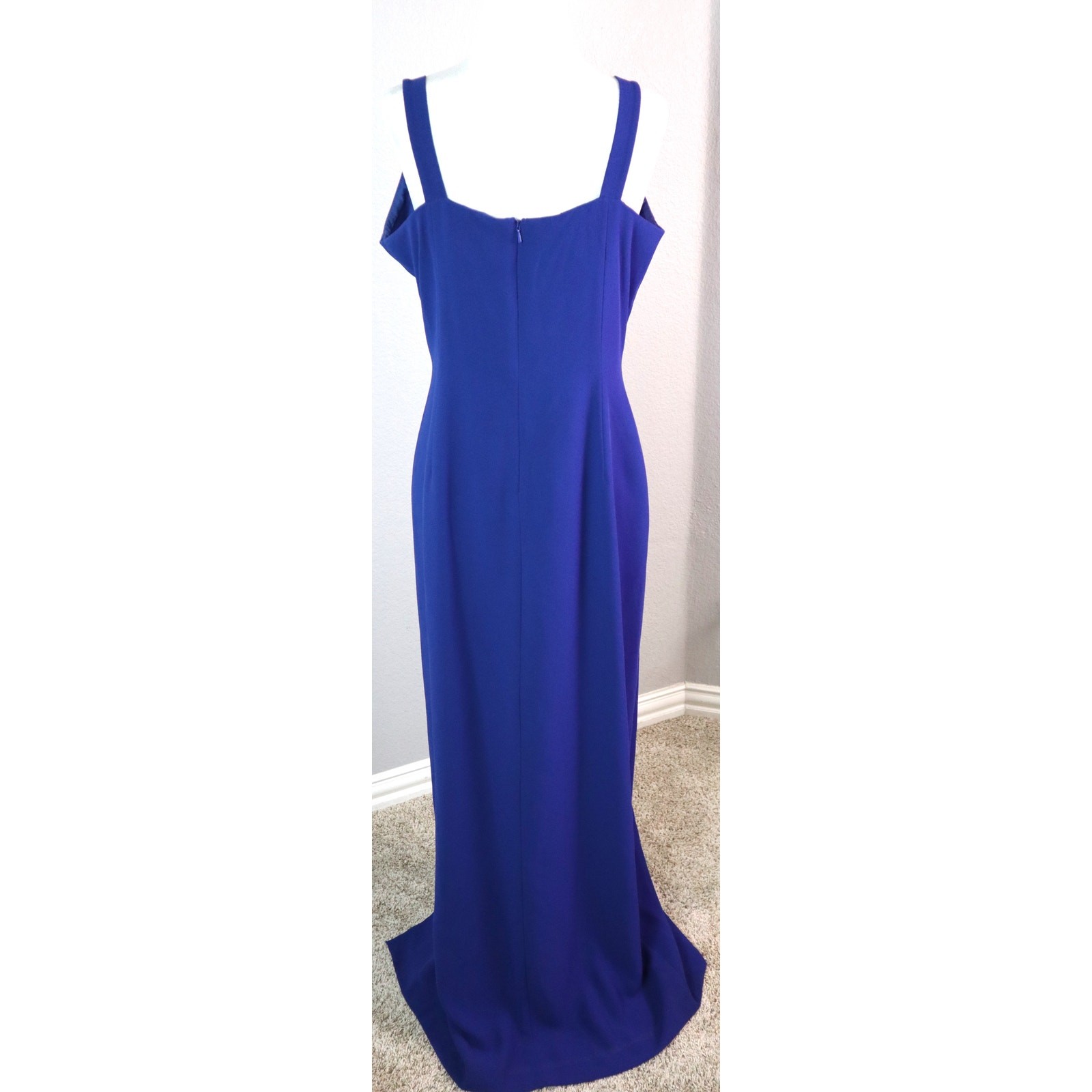 Vintage 90s JR Nites Royal Blue Dress Cropped Jacket Bolero 8 Formal Beaded Long