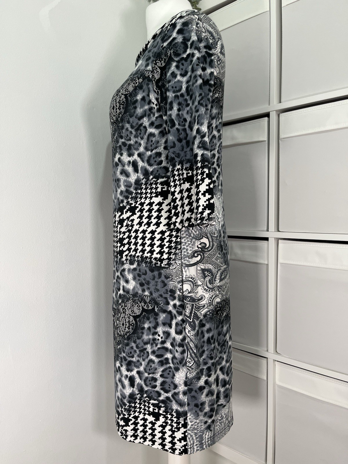 Joseph Ribkoff Jersey Bodycon Sheath Dress Size 16 Black/grey Evening Occasion