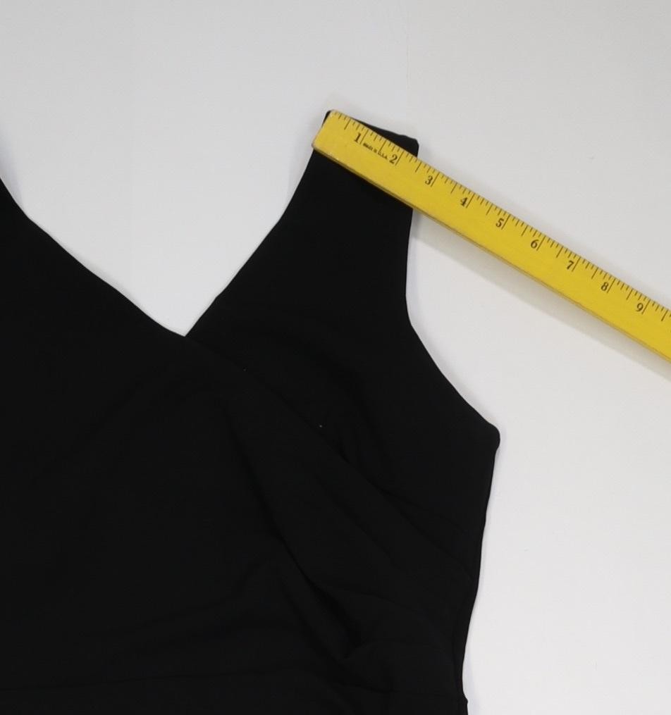 WOOSEA Dress Womens L Black Sleeveless V Neck Wrap Maxi Formal Party Gown