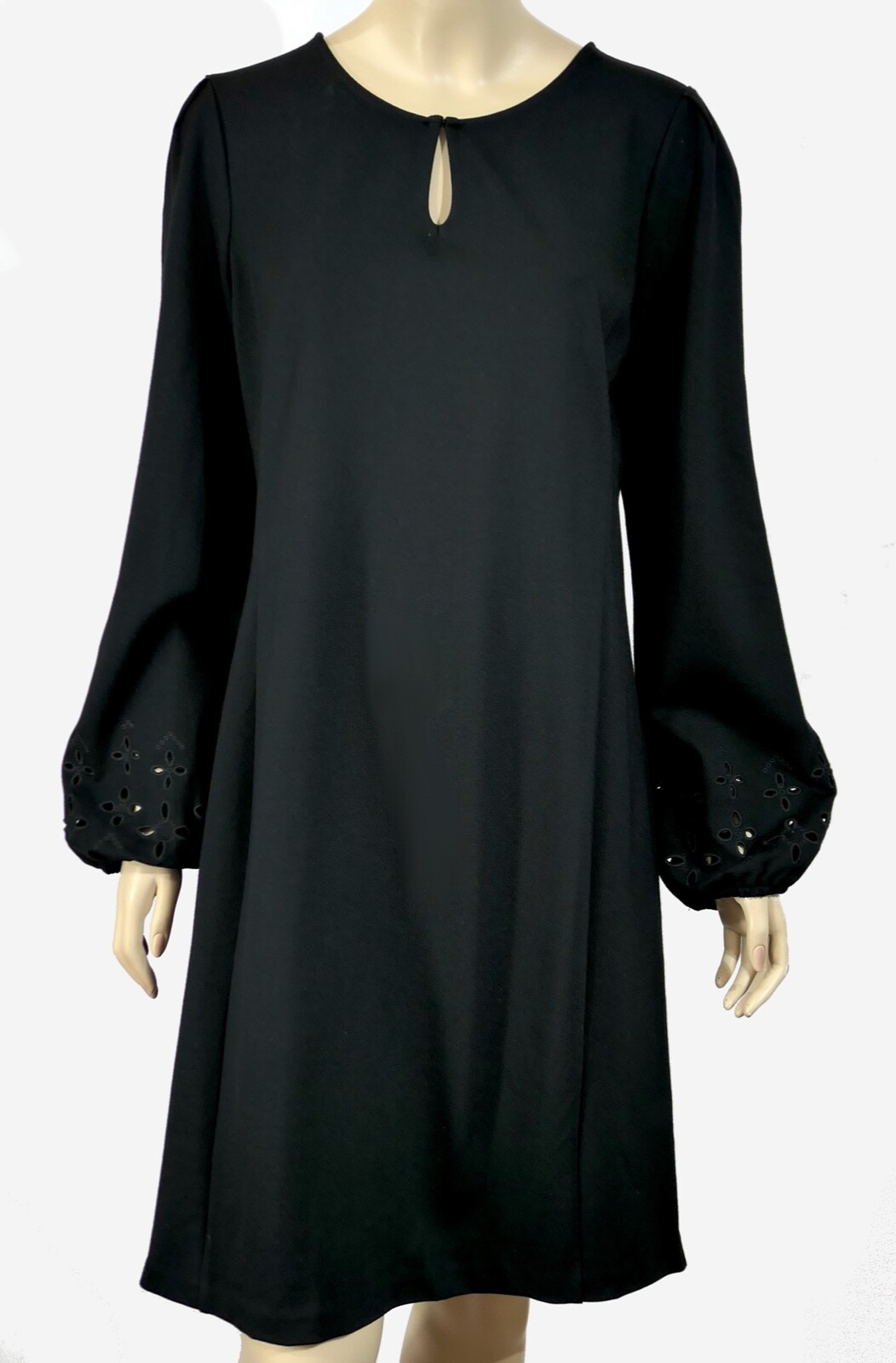 Nwt Ann Taylor Rich Medium weight rayon Eyelet Bishop Cuff Sheath Dress LT Tall