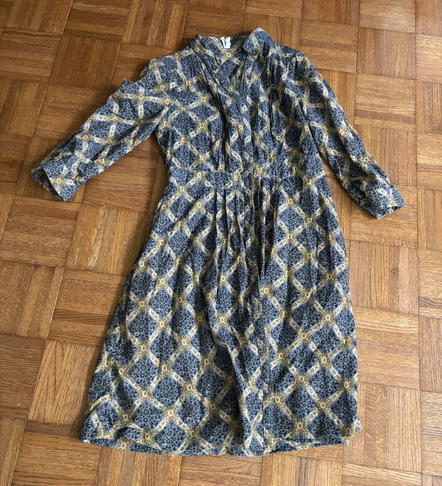 Vintage Anthropologie Maeve Cotton Corduroy Dress Button Front size s