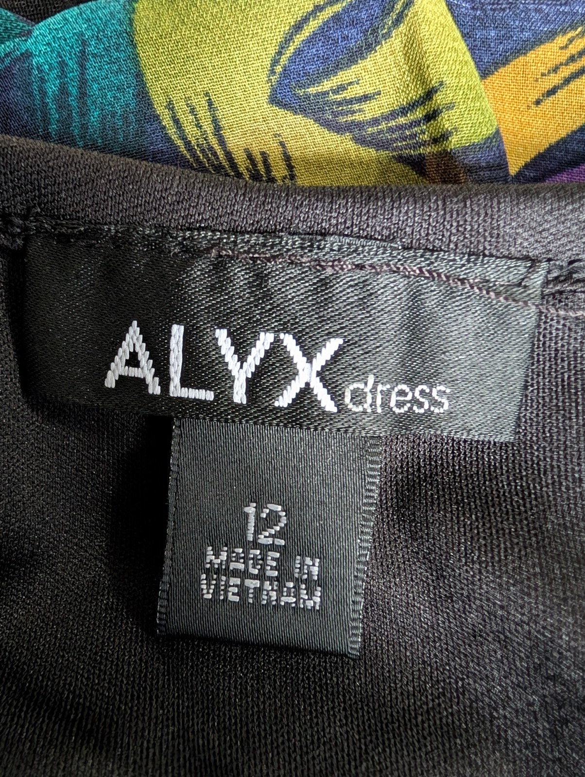 ALYX Dress 12 Black Multicolor Zipup Sleeveless Back Slit Stretch Sheer Line Top