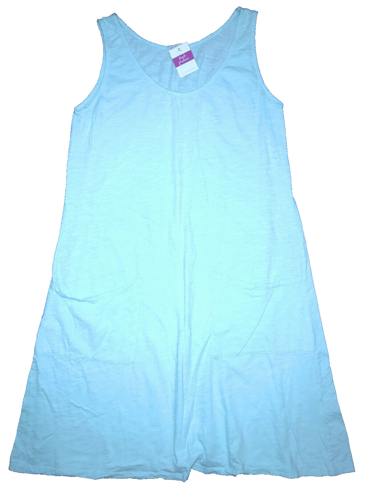 FRESH PRODUCE Medium Swimming Pool Blue $65 Drape Cotton Jersey Tank Dress NWT M