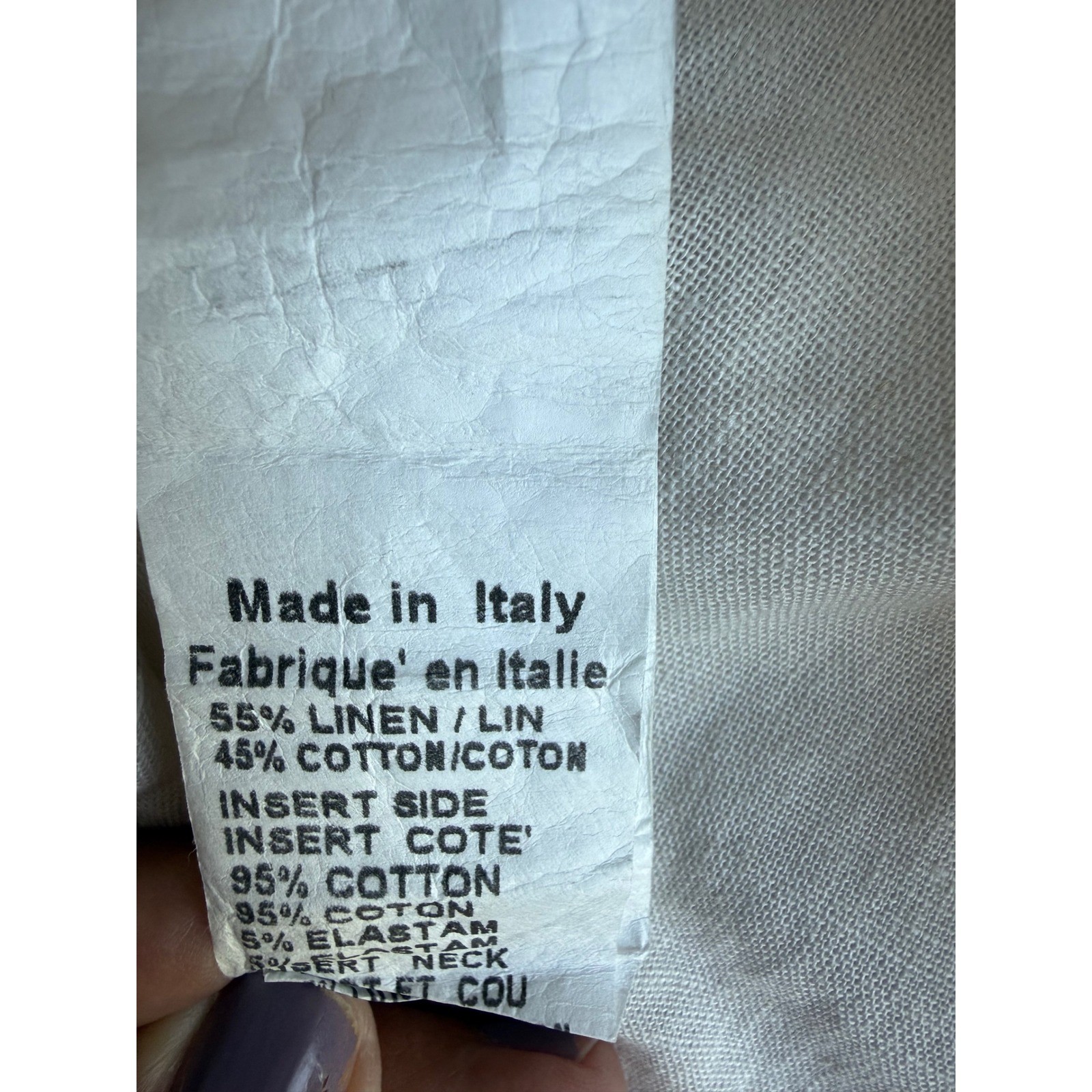 Terzo Millennio Italy White Linen Cotton Metallic Trim V-Neck Dress S