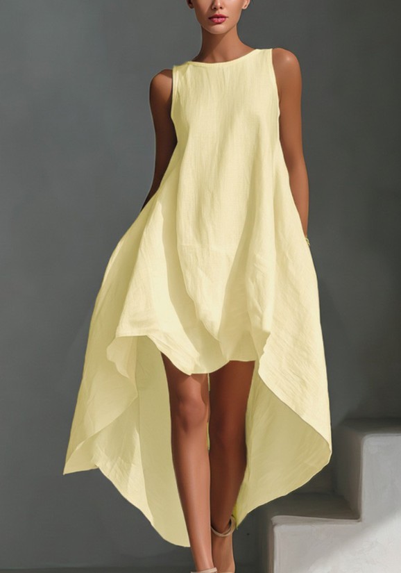 Women Sleeveless High Low Hem Loose Vacation Swing Sundress