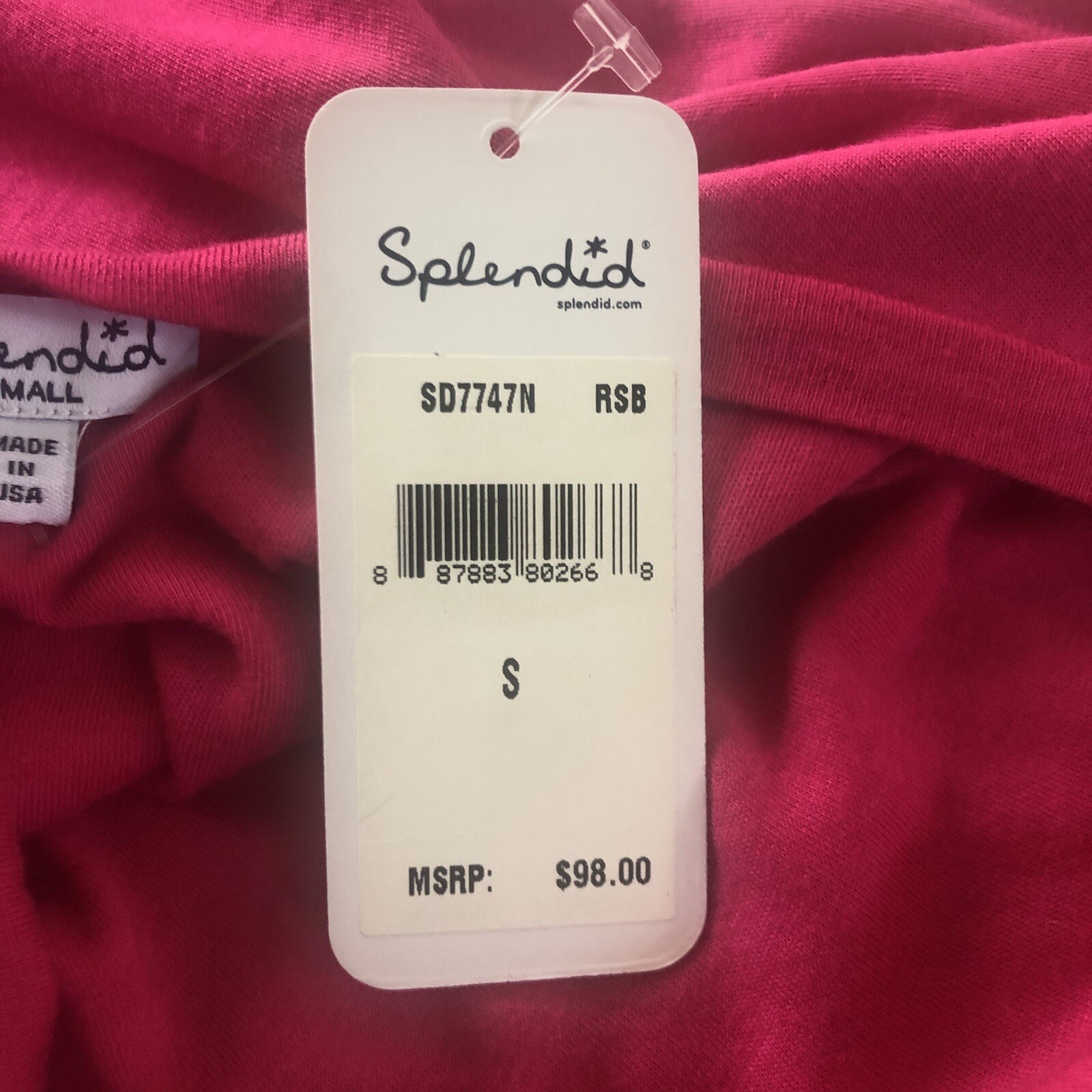 NWT Splendid Womens Small Pink Ruched Sides Bodycon $98 Barbiecore Modal #2830