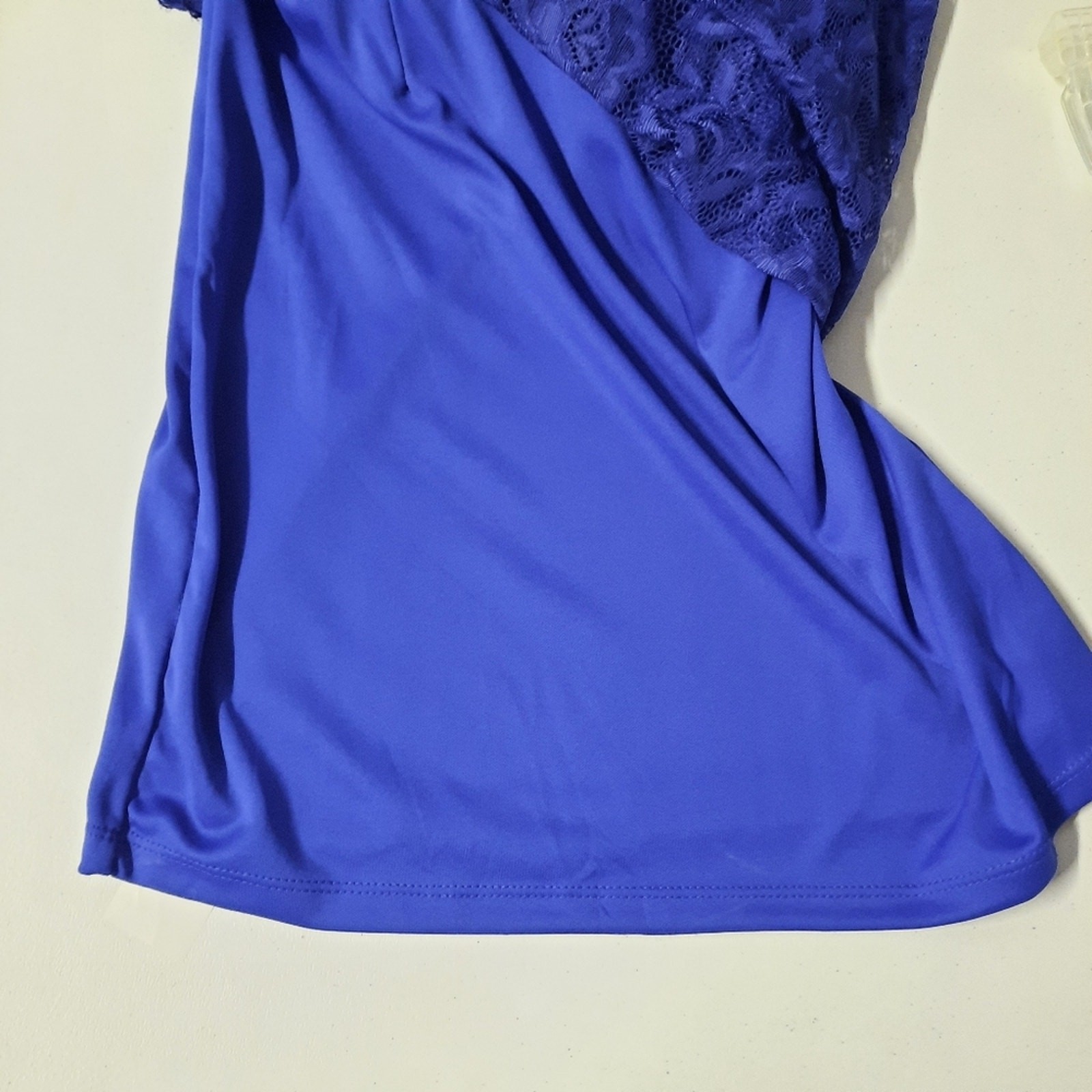 NSR Dress Womens Small Blue Lace Short Sleeve Sheer Cocktail Party Wedding