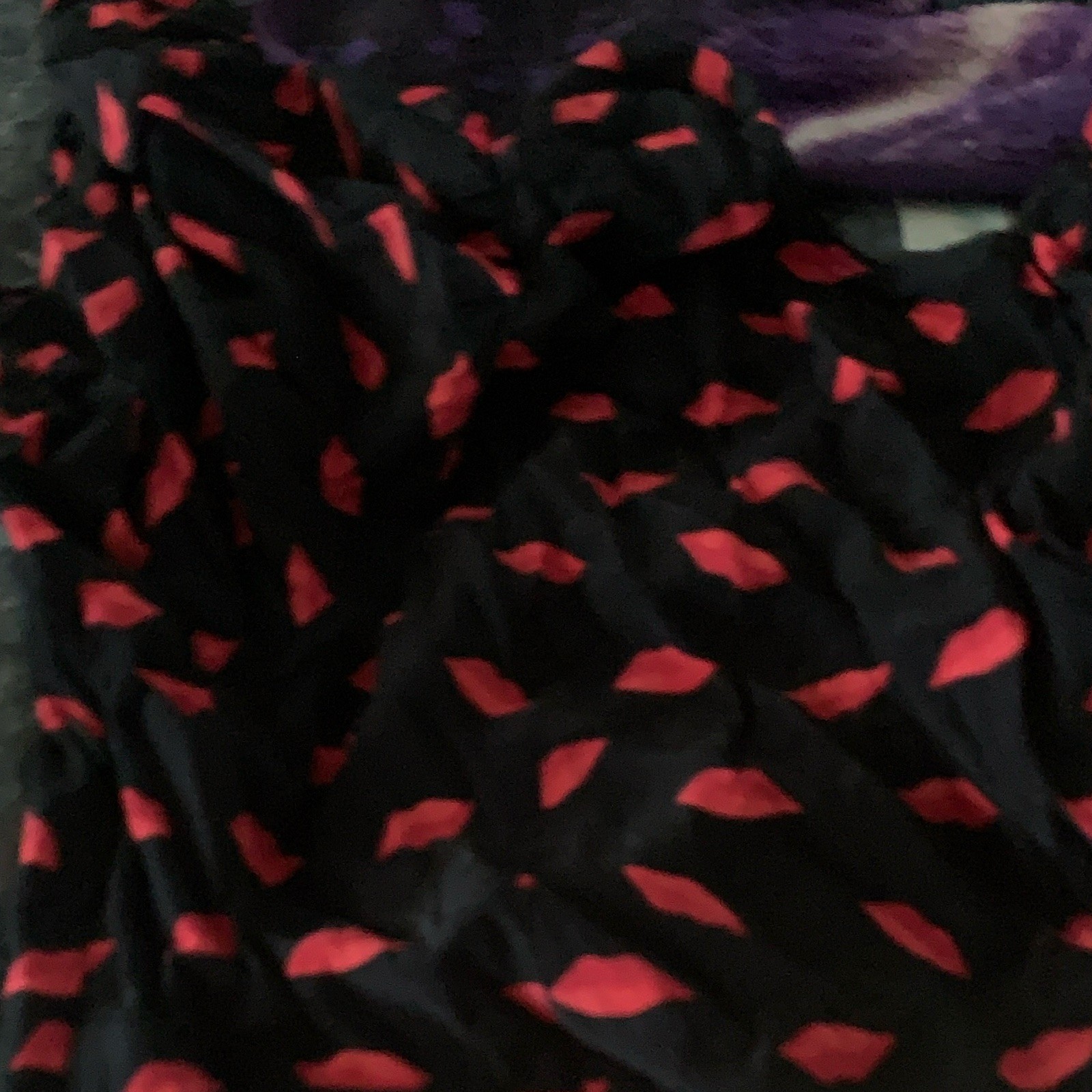 a.n.a day Women’s Black/Red Lips Print Sundress Short Sleeve Long Cotton 16