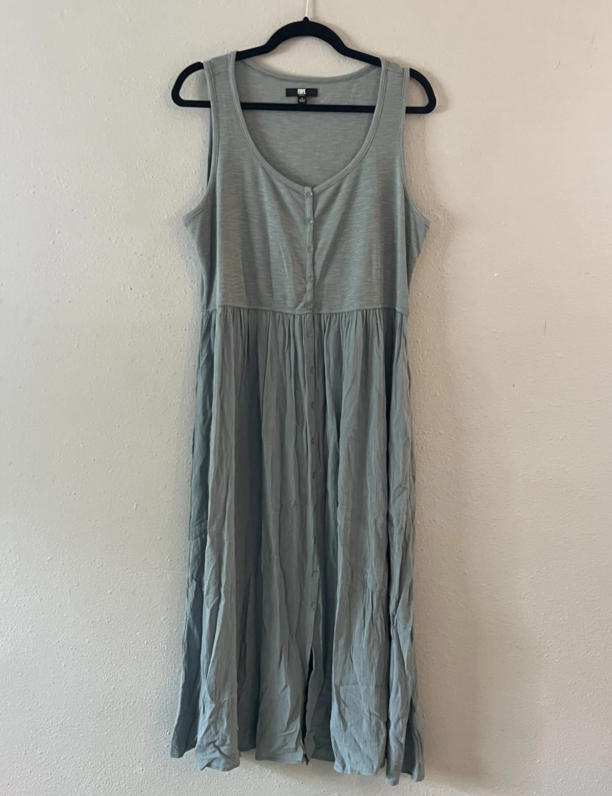 FRYE Women’s Blue Sleeveless Button Front Maxi Dress Size L Casual Staple Boho