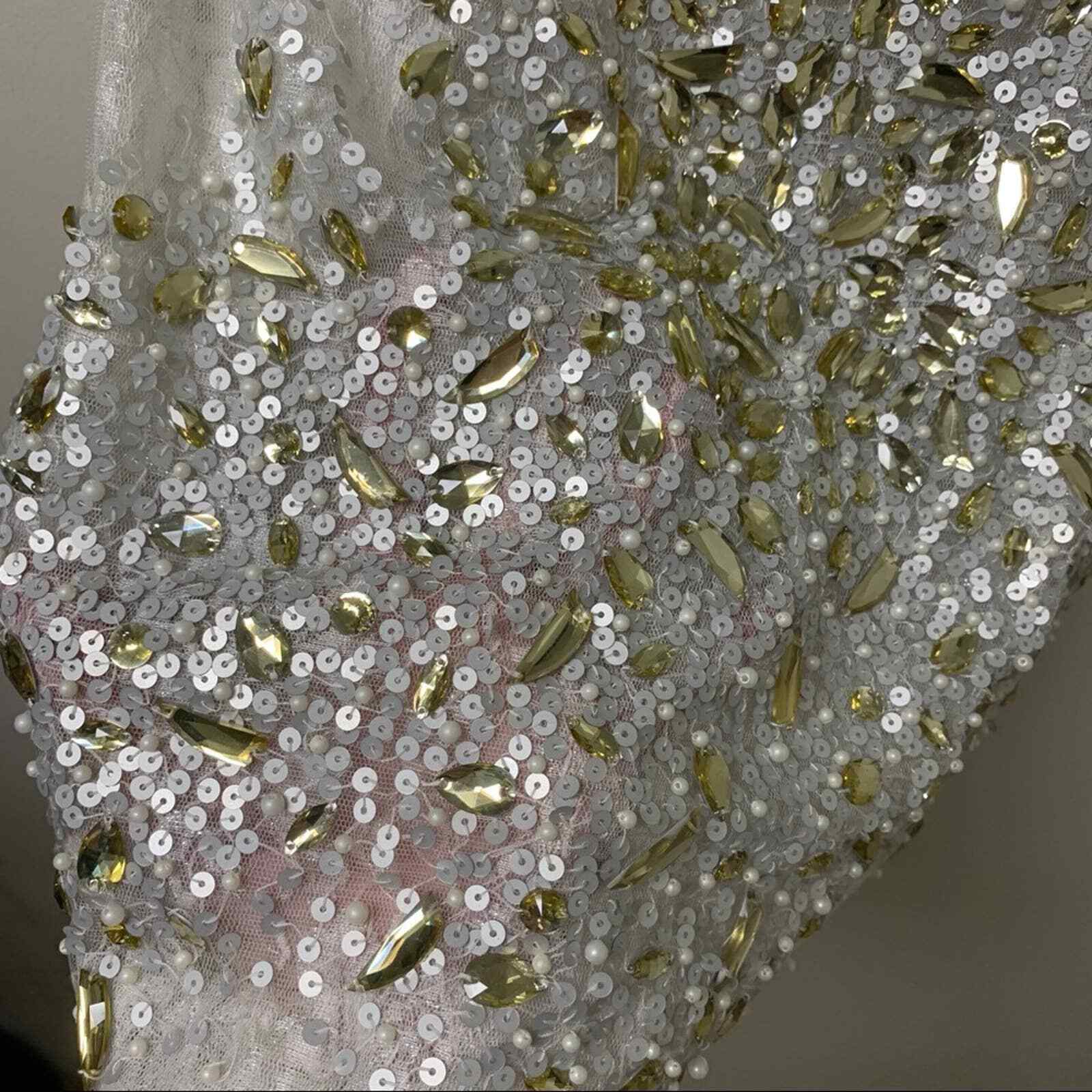 MacDouggal Sheer Unlined Sequined Embellished Mini Dress