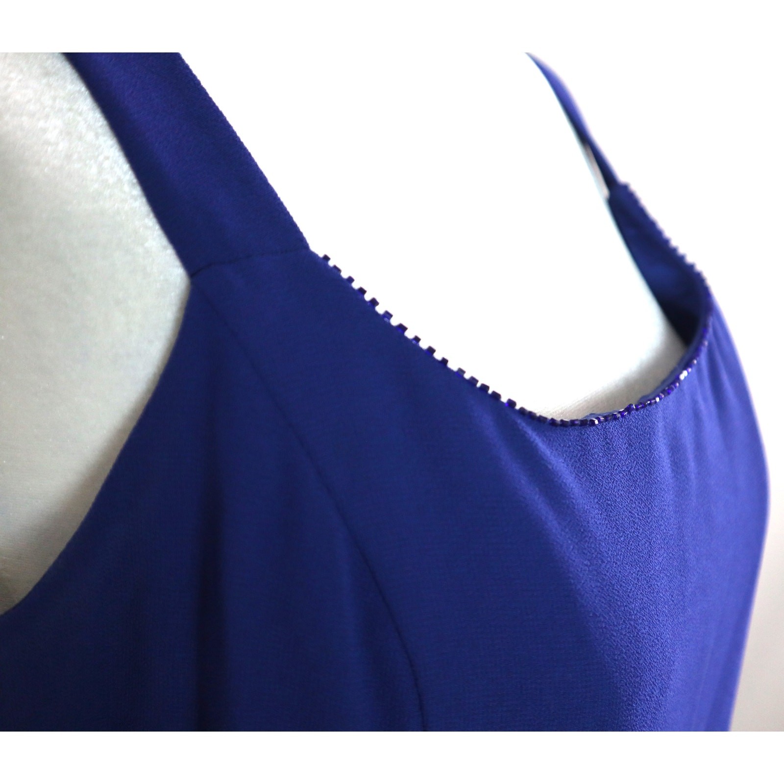 Vintage 90s JR Nites Royal Blue Dress Cropped Jacket Bolero 8 Formal Beaded Long