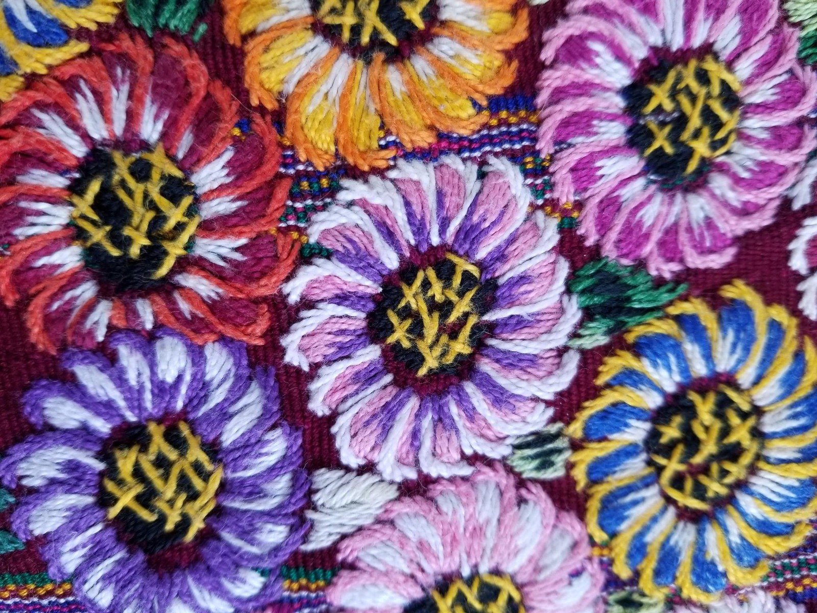 Vintage Traditional Guatemalan Floral Hand Embroidered Huipil L:57 B:90 S:91cms