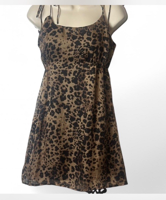 Wild Honey Shoulder Tie Leopard Print Mini Dress, Women’s Size XS