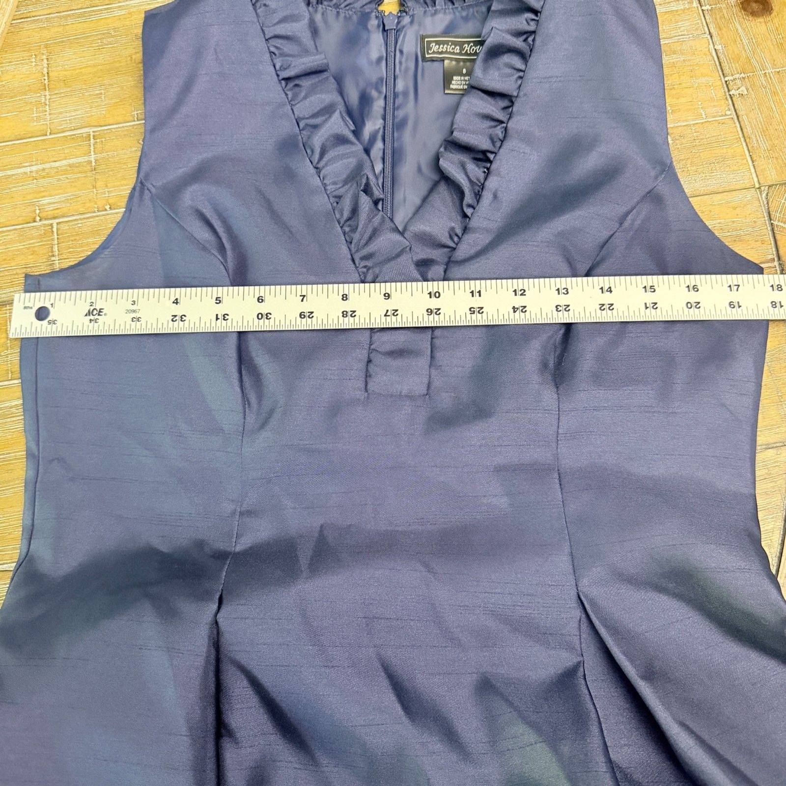 Jessica Howard Dress Womens 8 Navy Pink Colorblock Fit Flare Ruffle Cocktail