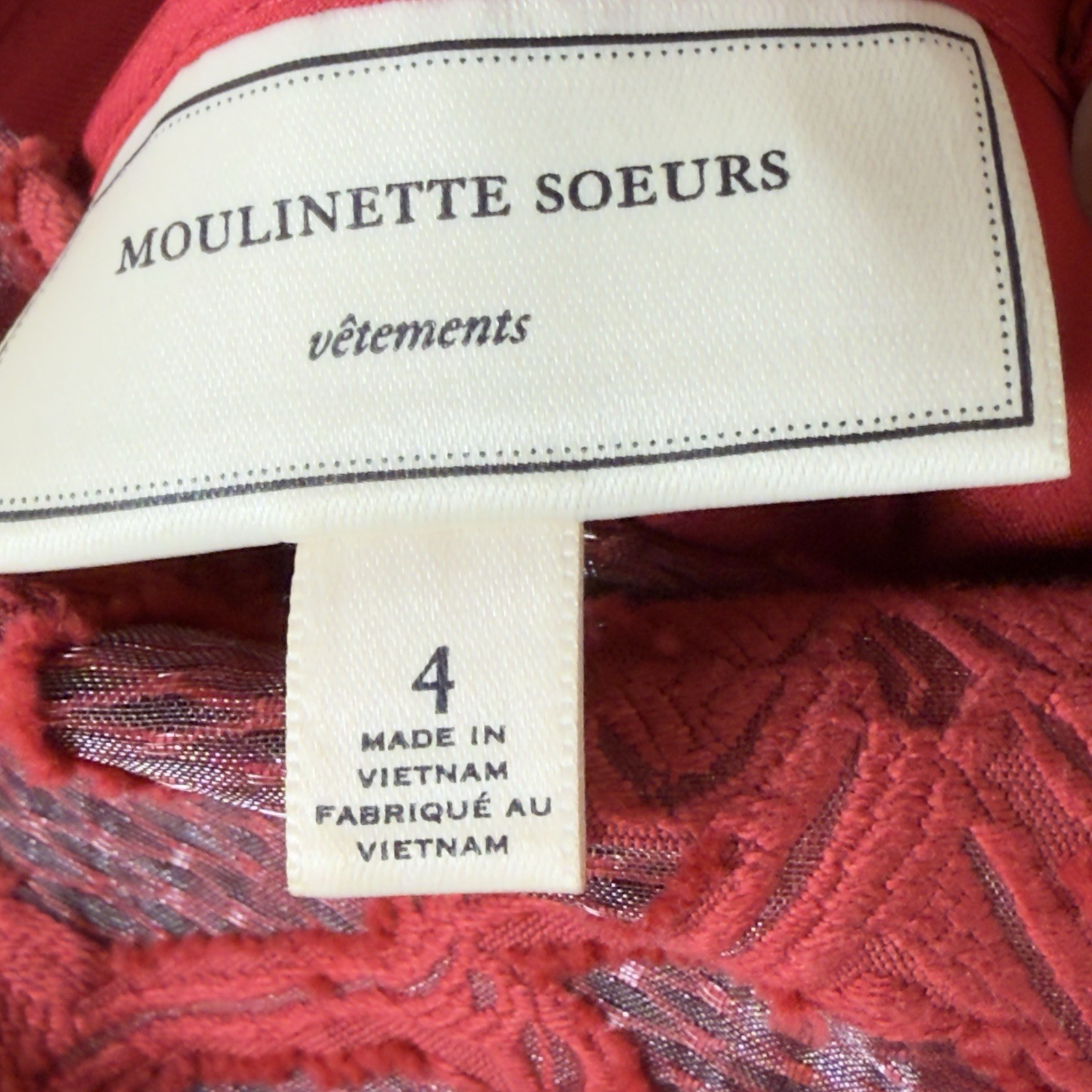 MOULINETTE SEOURS womens size 4 Rubied Red lace crochet fit and flare dress