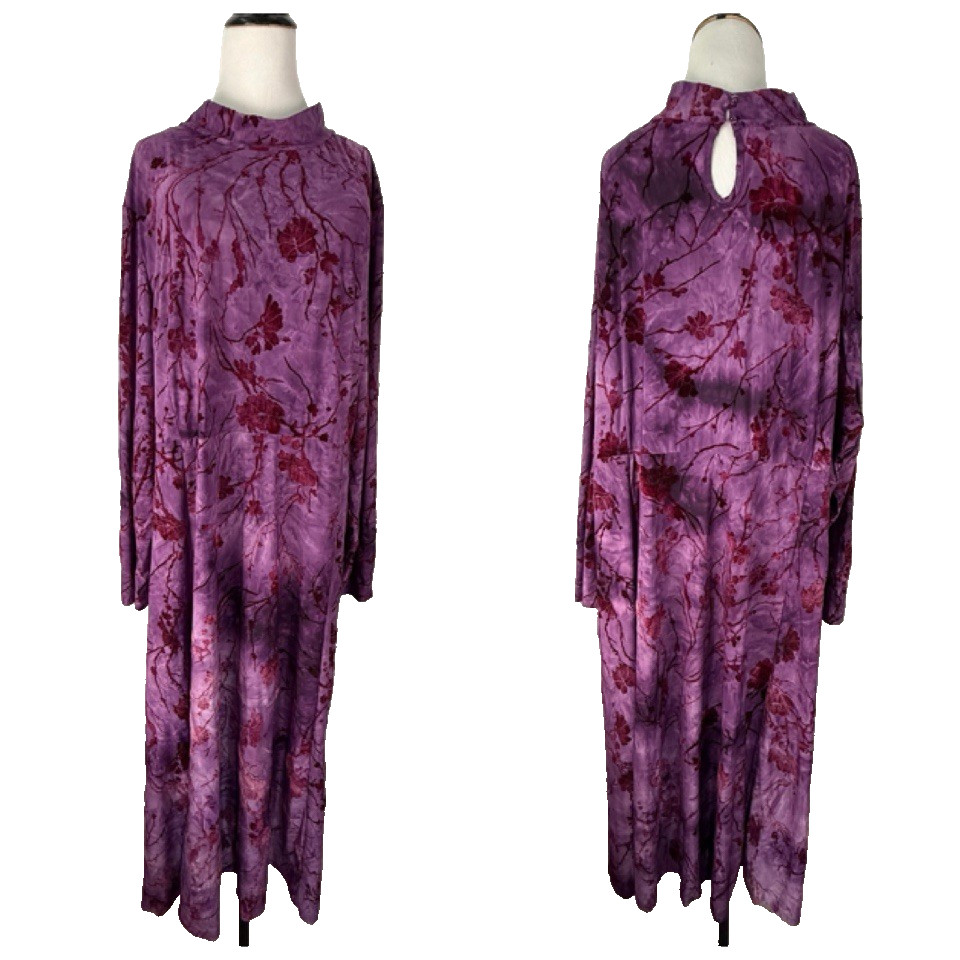 Joe Browns Midi Dress Velvet Burnout Boho Plus UK 3X 30 32 Purple US 26 28 4X