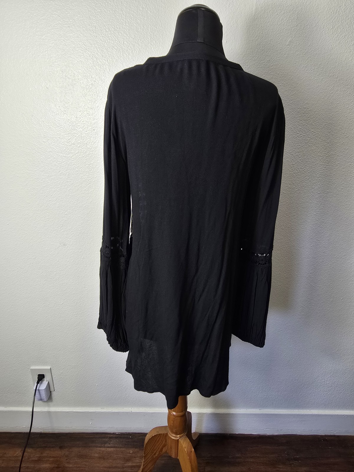 NWT Sea Gypsies by Lost “Plume Dress” Black Boho Lace Up Mini Dress – S