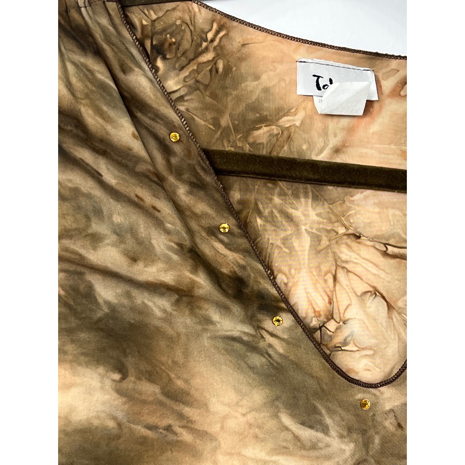 Taboo Y2K Brown Tie-dye Lettuce Hem Dress Size M