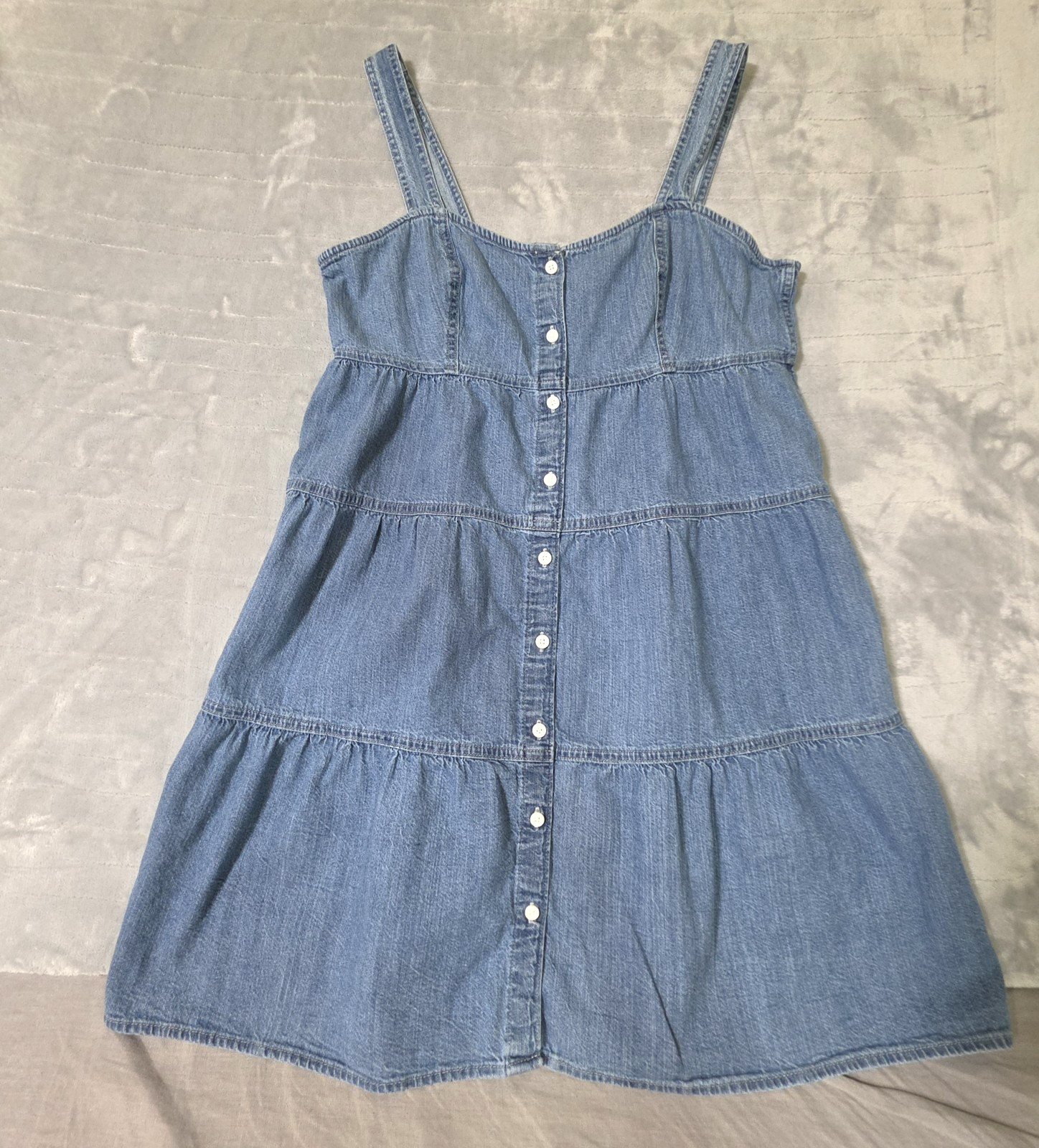 Levi’s Denim Joni Tiered Dress Size Large Cotton Sleeveless Button Front