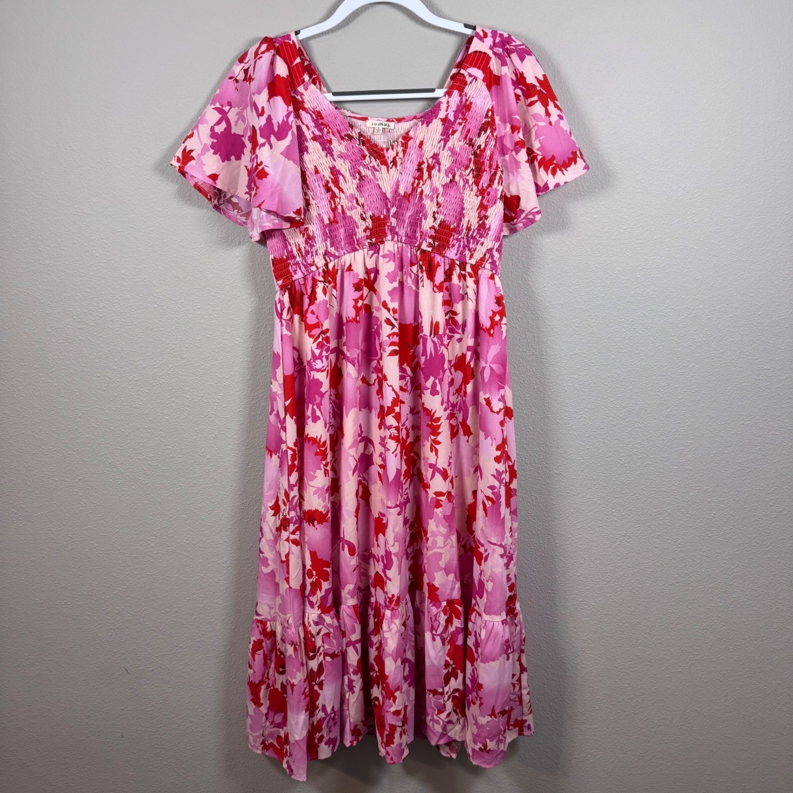 JODIFL Floral Smocked Midi Dress Romantic Feminine Cottagecore Women’s S NWT
