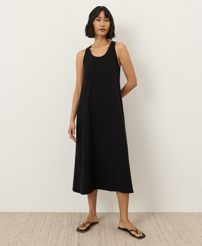 PACT Organic Fit & Flare Relaxed Tank Dress, Black