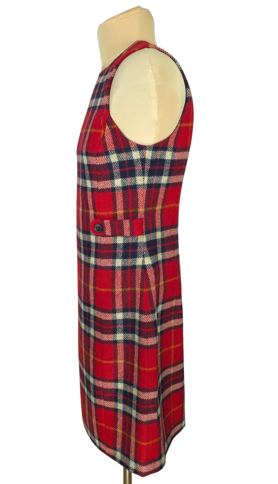 Hobbs Moon Red Wool Tartan Check Tweed Dress Size UK 10 / US 6 (S)