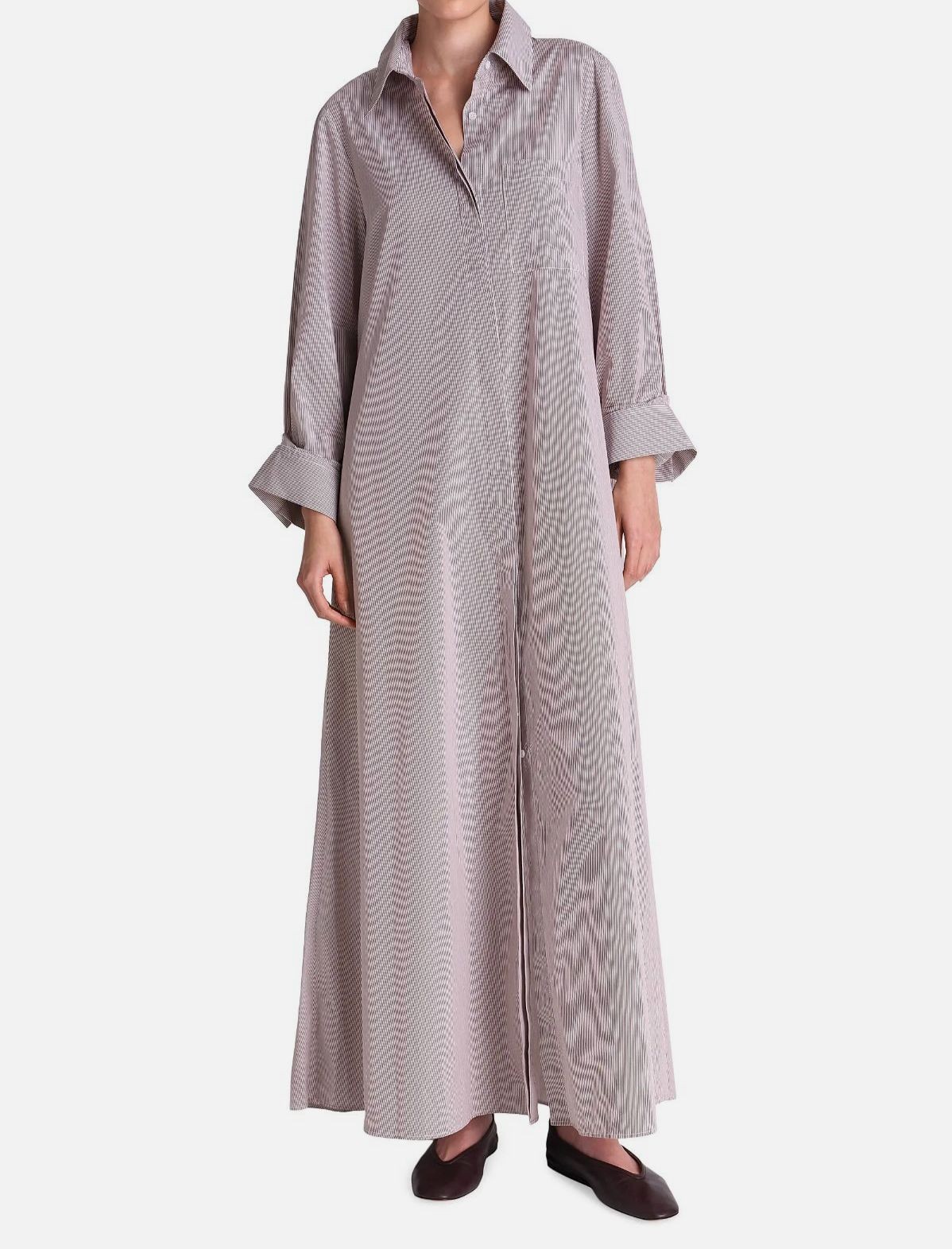 TWP Women’s Brown White Jenny’s Striped Gown Dress Size S