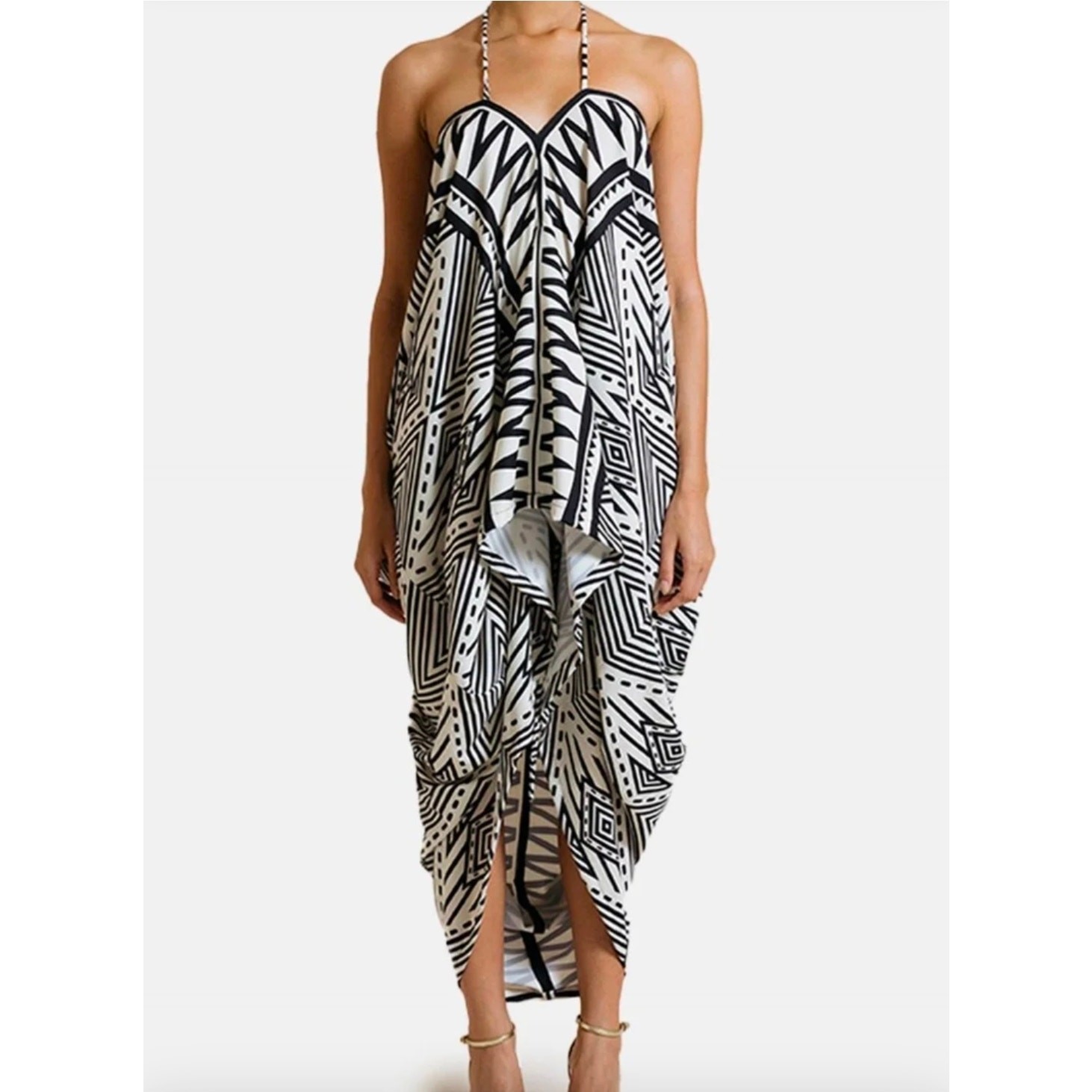 Koandaily Vacation Resort Long Sleeve Elegant Ethnic Batwing Tunic mumu Dress XL