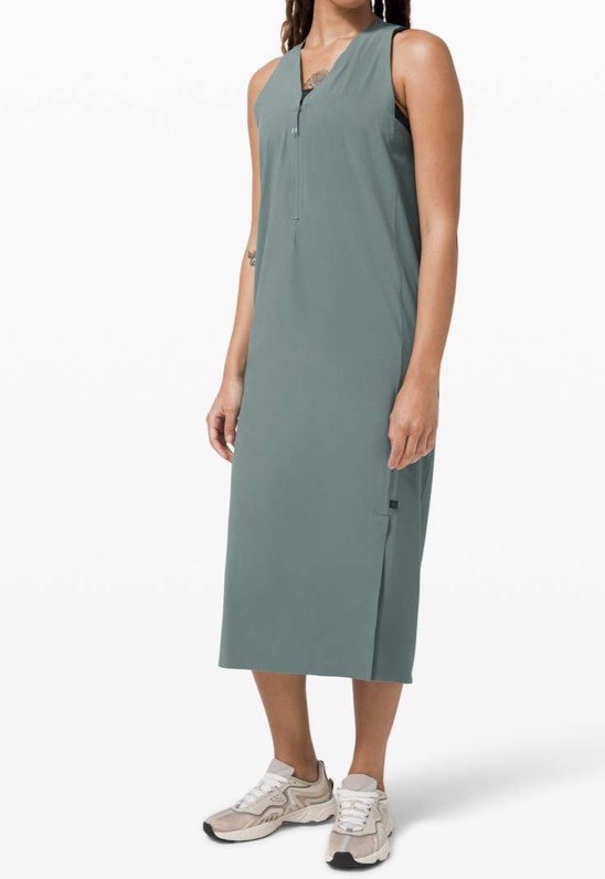 Lululemon LAB Sarala Midi Dress Womens M Green Lightweight Casual Travel EUC