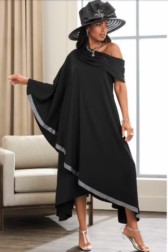 Size XL Ashro Black Rhinestone Embellished Sisi Summer Crystal Caftan Dress