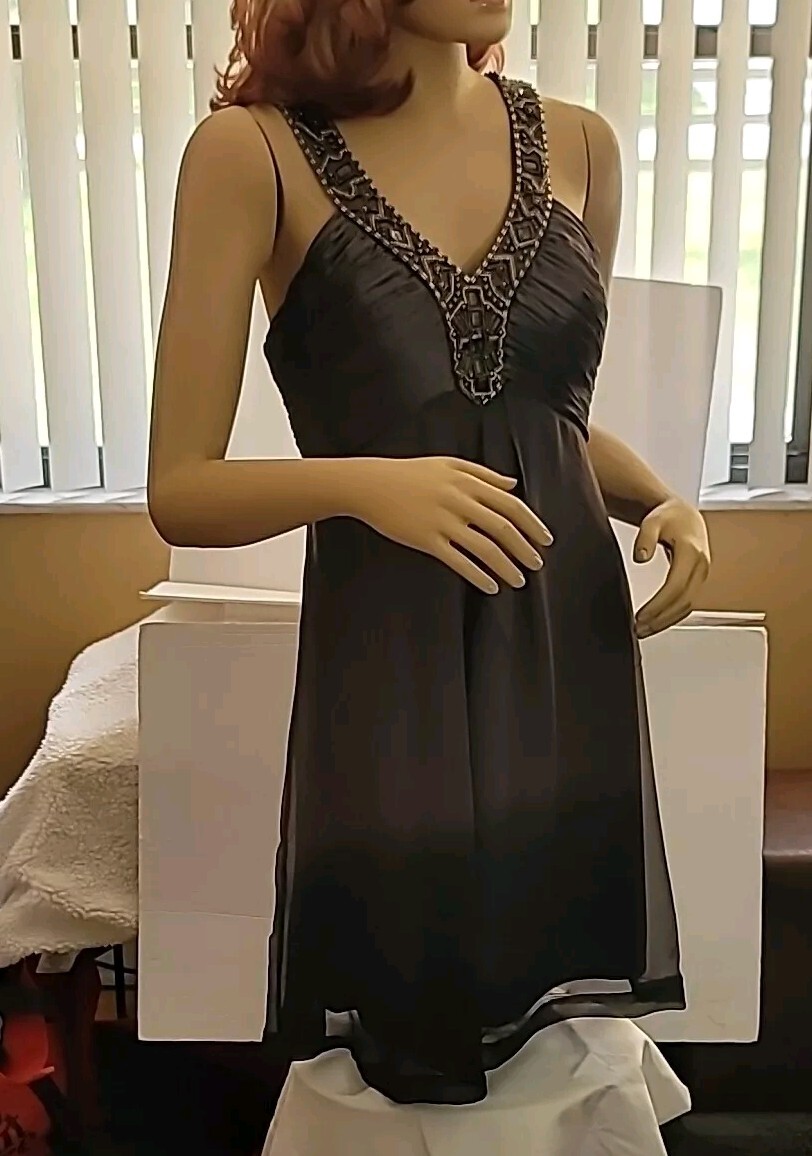 Paid $499 Sue Wong Nocturne Beaded Jeweled Smokey Grey Silk Ombre Dress Size 6