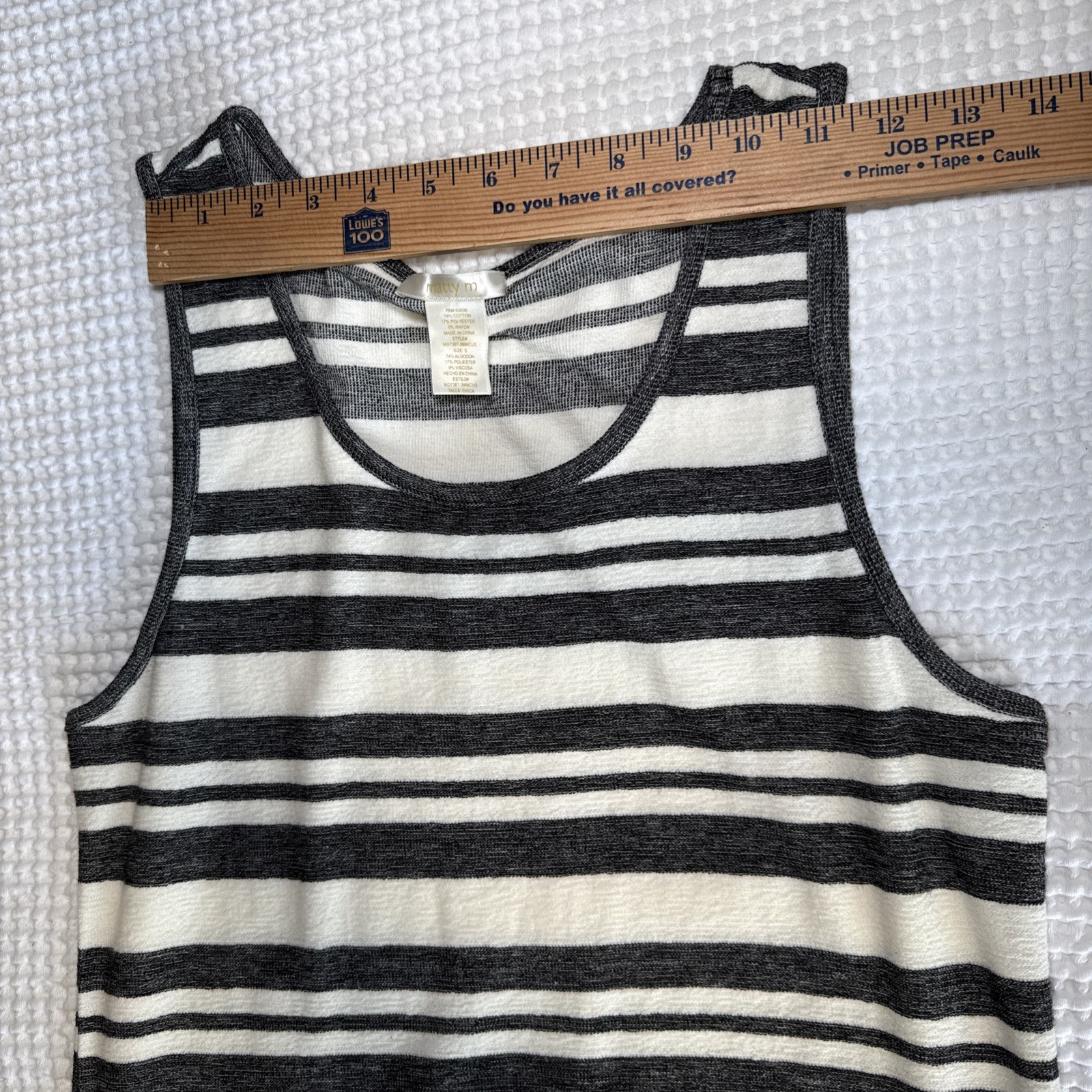 Matty M Tank Dress Womens S Black Ivory Striped Sleeveless Knit Casual Midi EUC