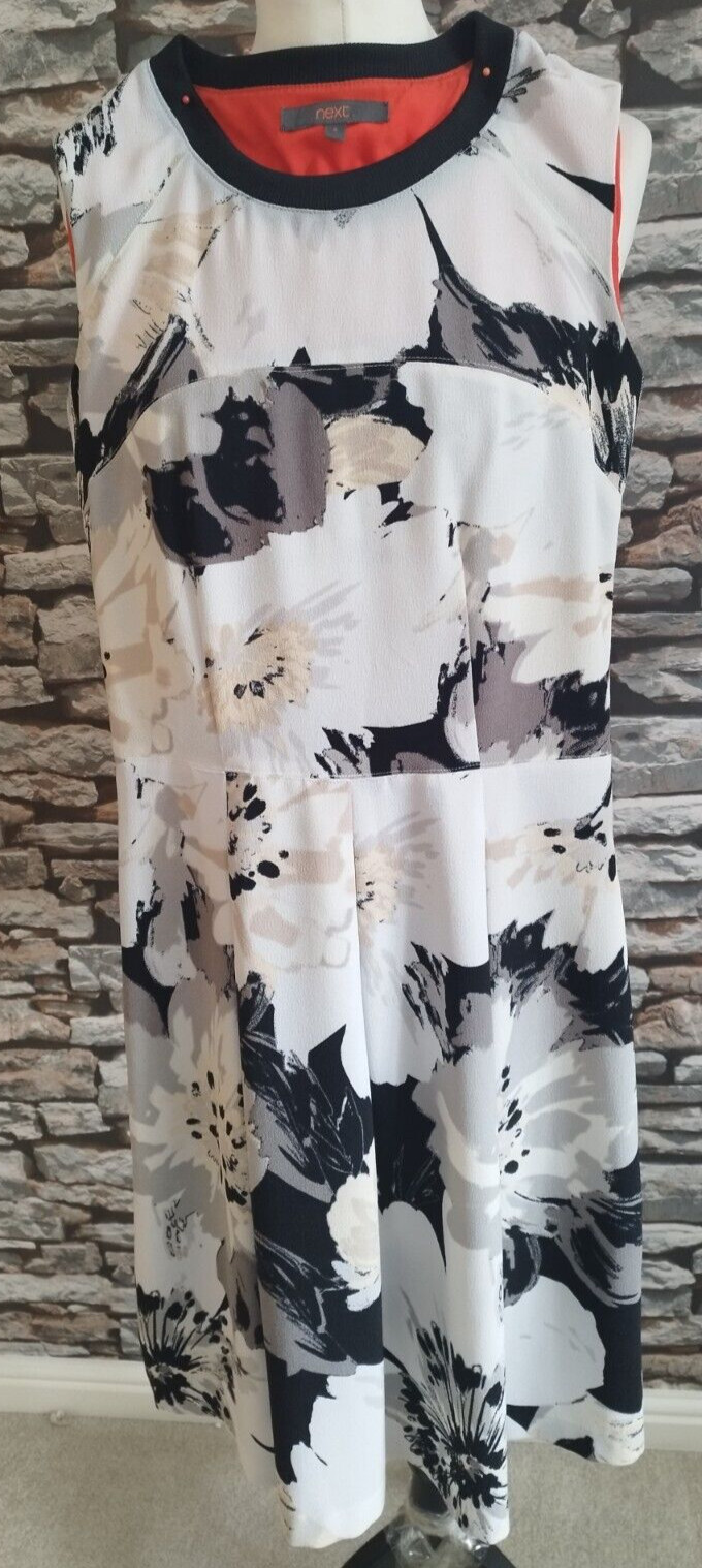 Next Elegant Ladies Floral Dress With Pleat Skirt Multicoloured Size UK 6