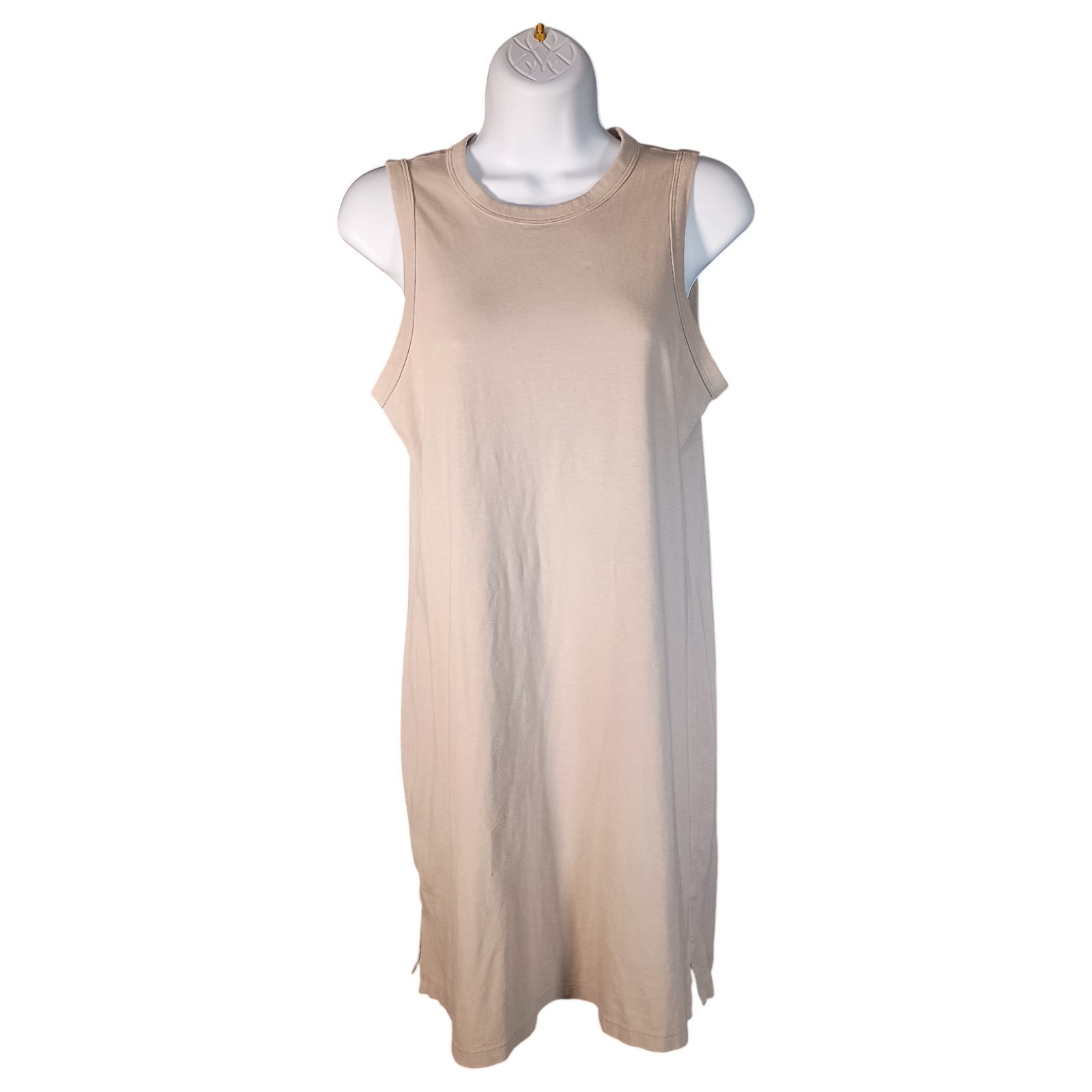 Lululemon Dress M Womens Gray Knee Length Tank Sleeveless Round Neck Casual Logo