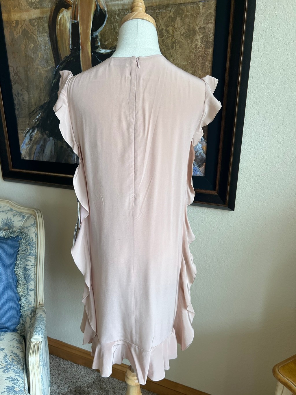 RED VALENTINO Pink Ruffle Silk Mini Dress Size 8 Feminine Boho Luxury