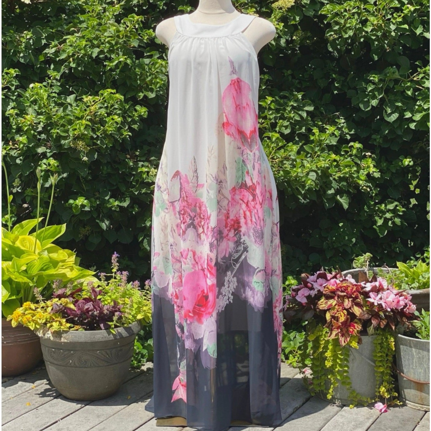 Airy Floral Print Flowy Bohemian Romantic Summer Maxi Dress Whimsy Fairy – XL