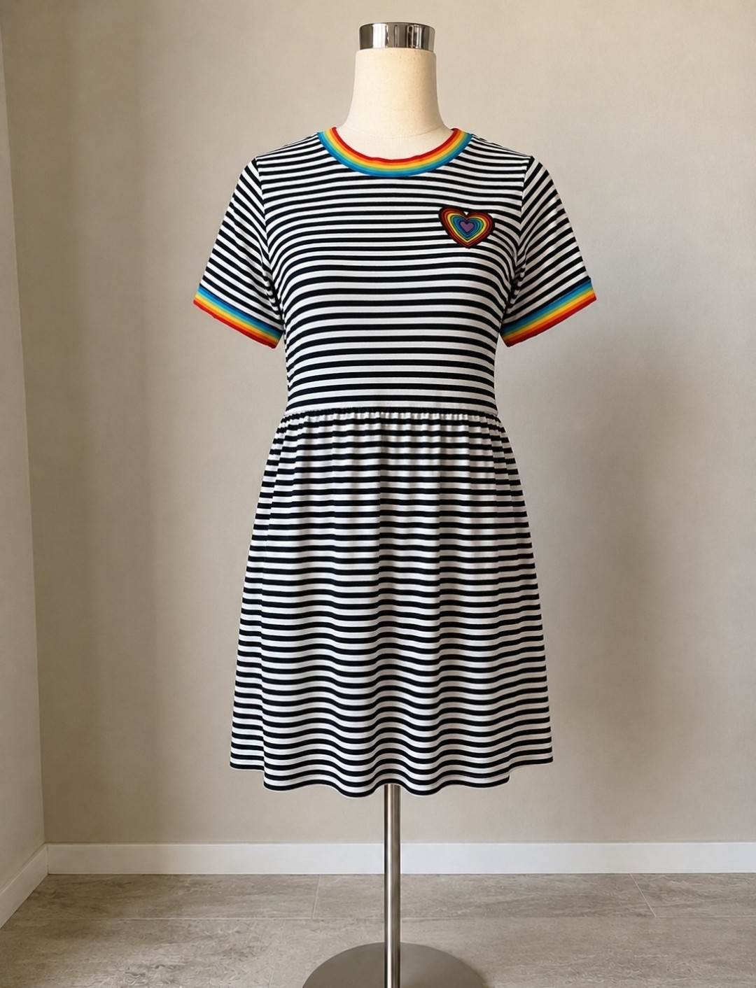 Hot Topic Rainbow Trim Striped Skater Dress | Rainbow | Pride