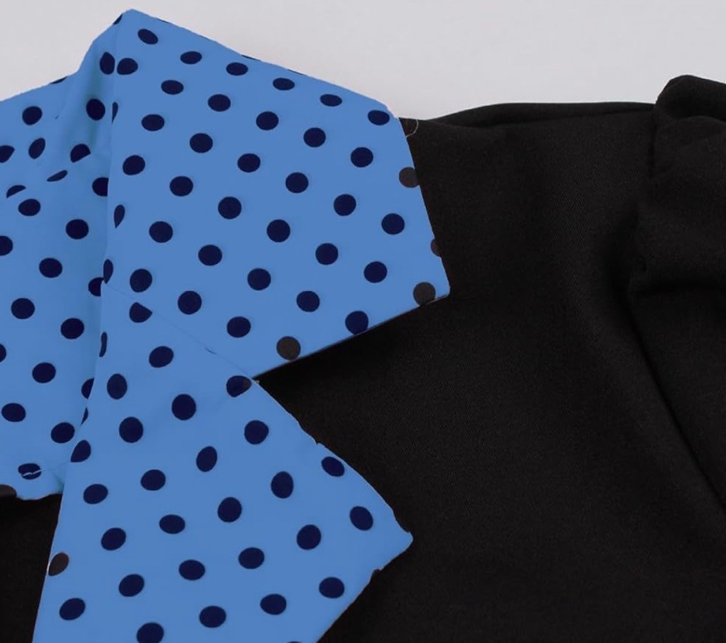 Women’s 1950s Retro Polka Dot Swing Dress Blue Black Rockabilly Pin Up Sz S