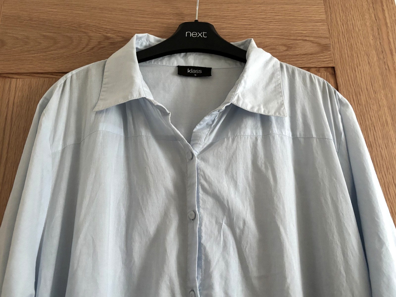 Klass Light Blue Cotton Smock Style Shirt Dress or Beach Cover Up, approx 18-20