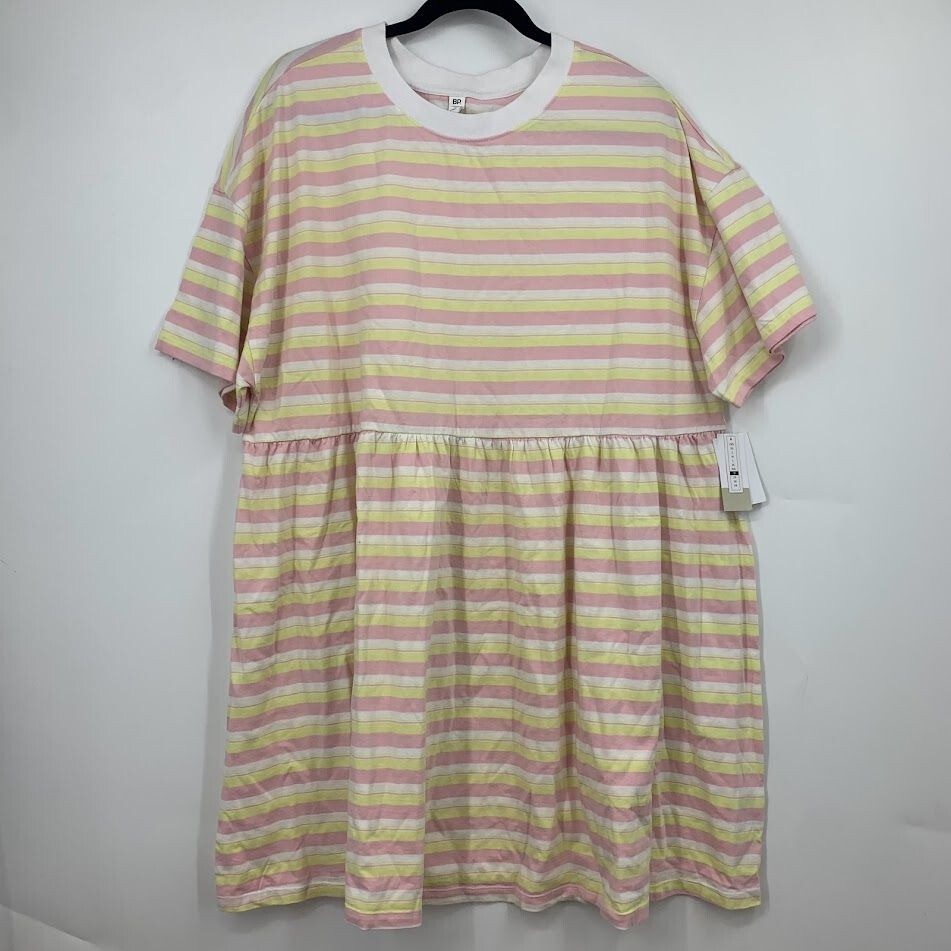 BP Nordstrom Women’s Babydoll Organic Cotton Dress In Beige Nougat Size 1X NWT