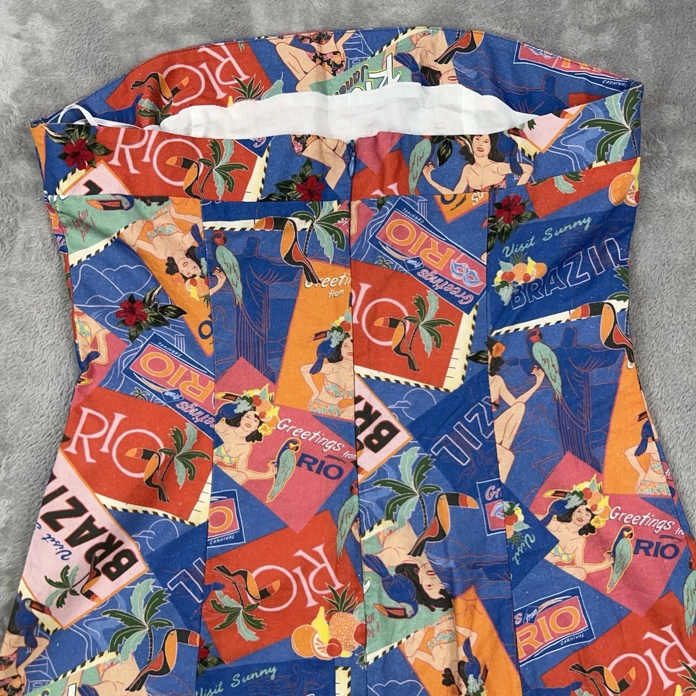 PEPPERMAYO Women’s 8 Strapless Dress Linen Blend Mini Tropical Rio Travel Beach