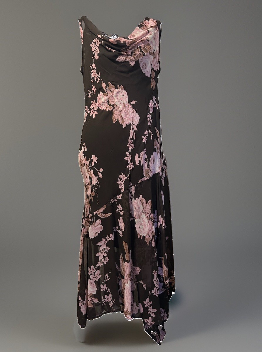 Dressbarn true vintage floral Slip Cowl neck Maxi Dress