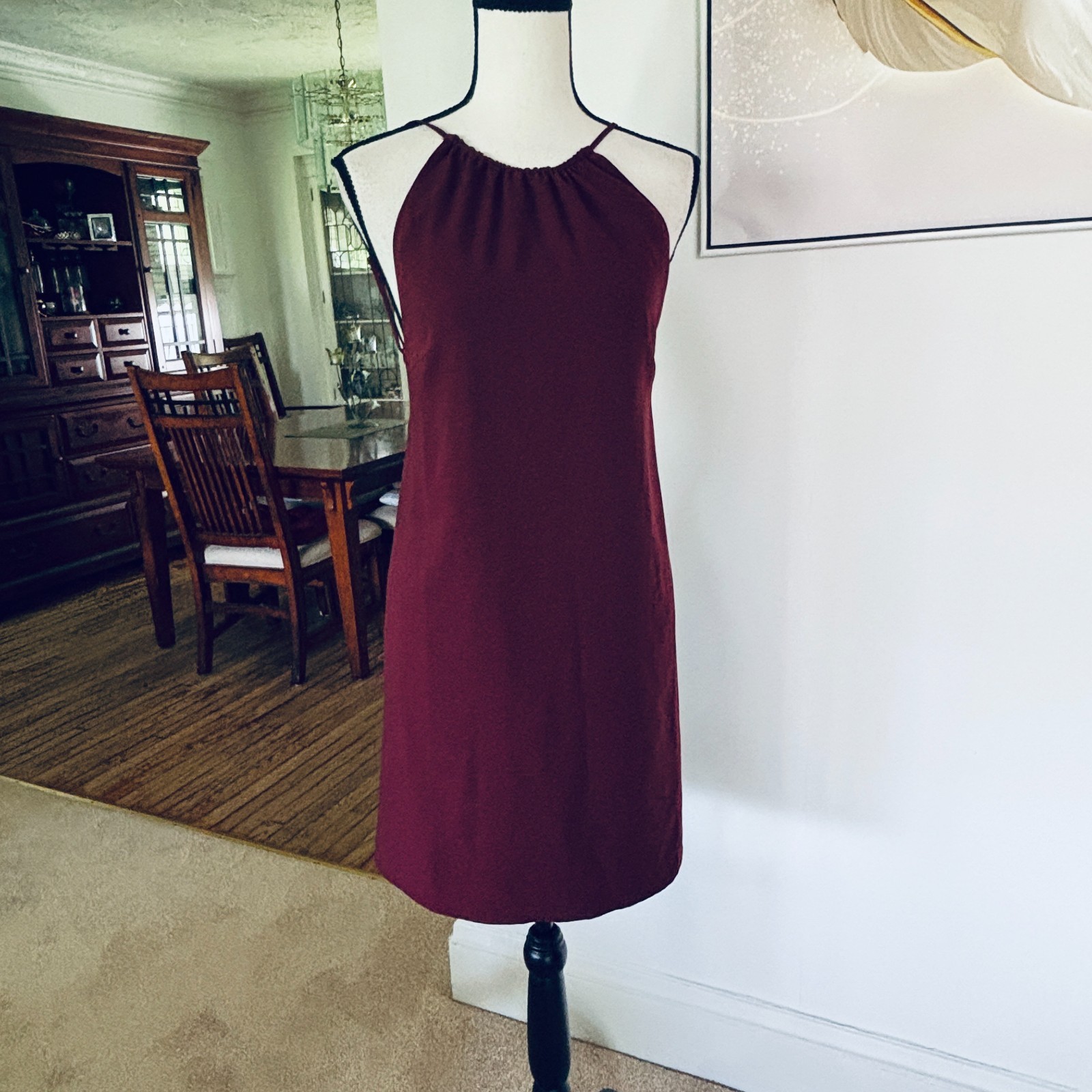 TOBI Maroon Halter Mini Dress Sz M Open Back